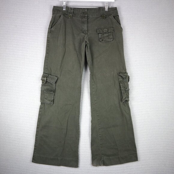Nitro Low Rise Cotton Cargo Bootcut Wide Flare Womens Size 7/8 Y2K - Picture 1 of 8